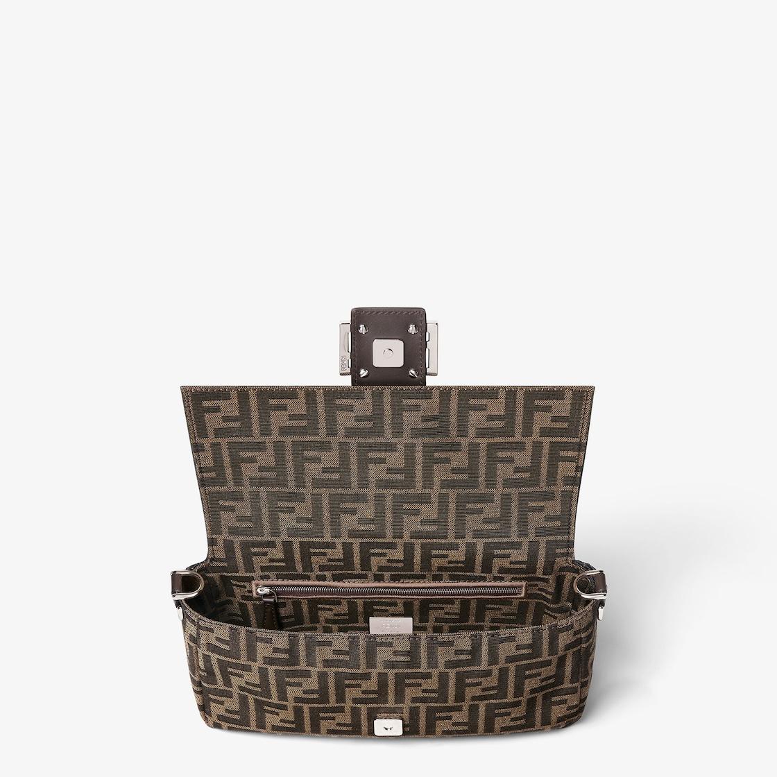 BaguetteTobacco brown FF jacquard fabric bag Product Image