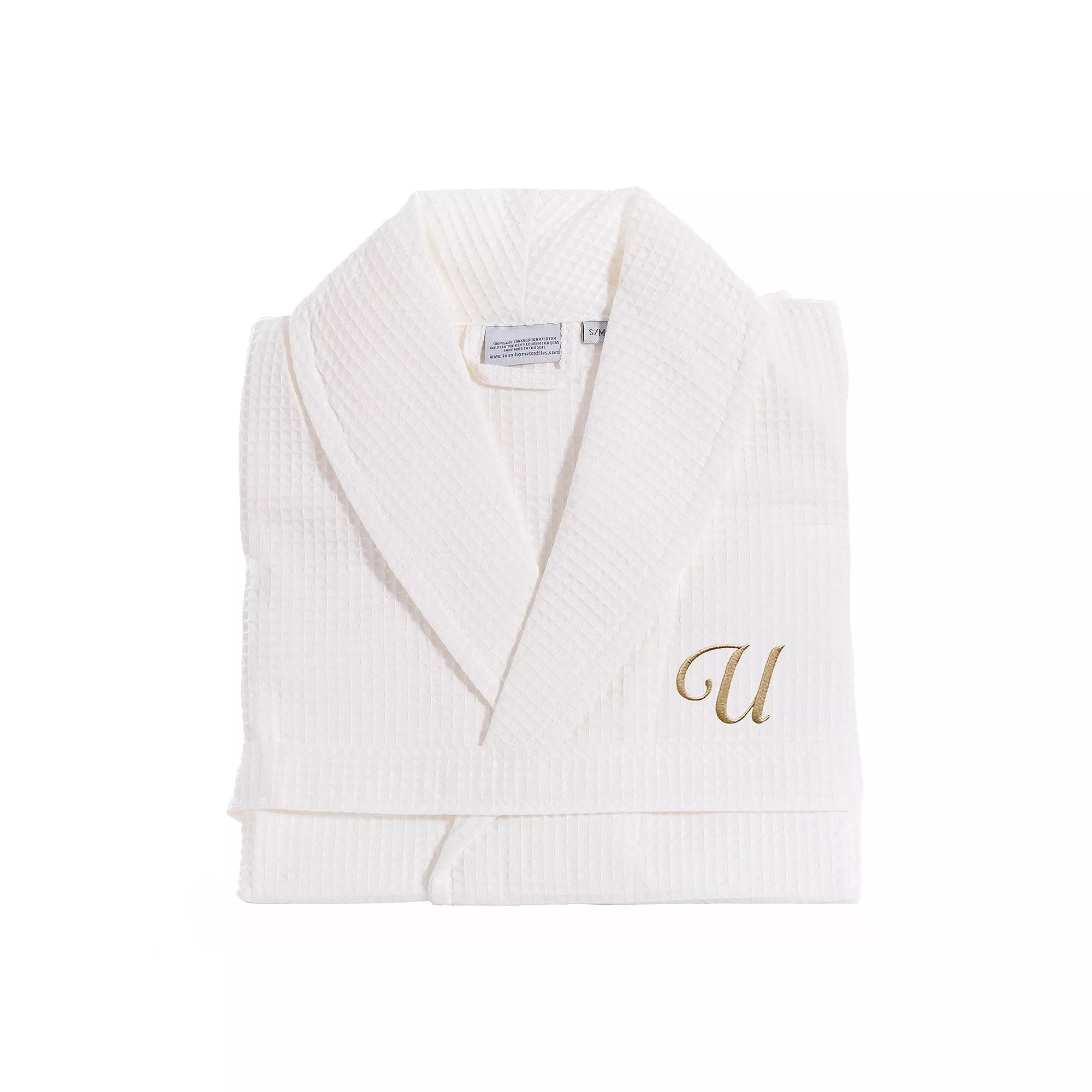 Linum Home Textiles Turkish Cotton Personalized Waffle Weave Bathrobe, Adult Unisex,  Product Image