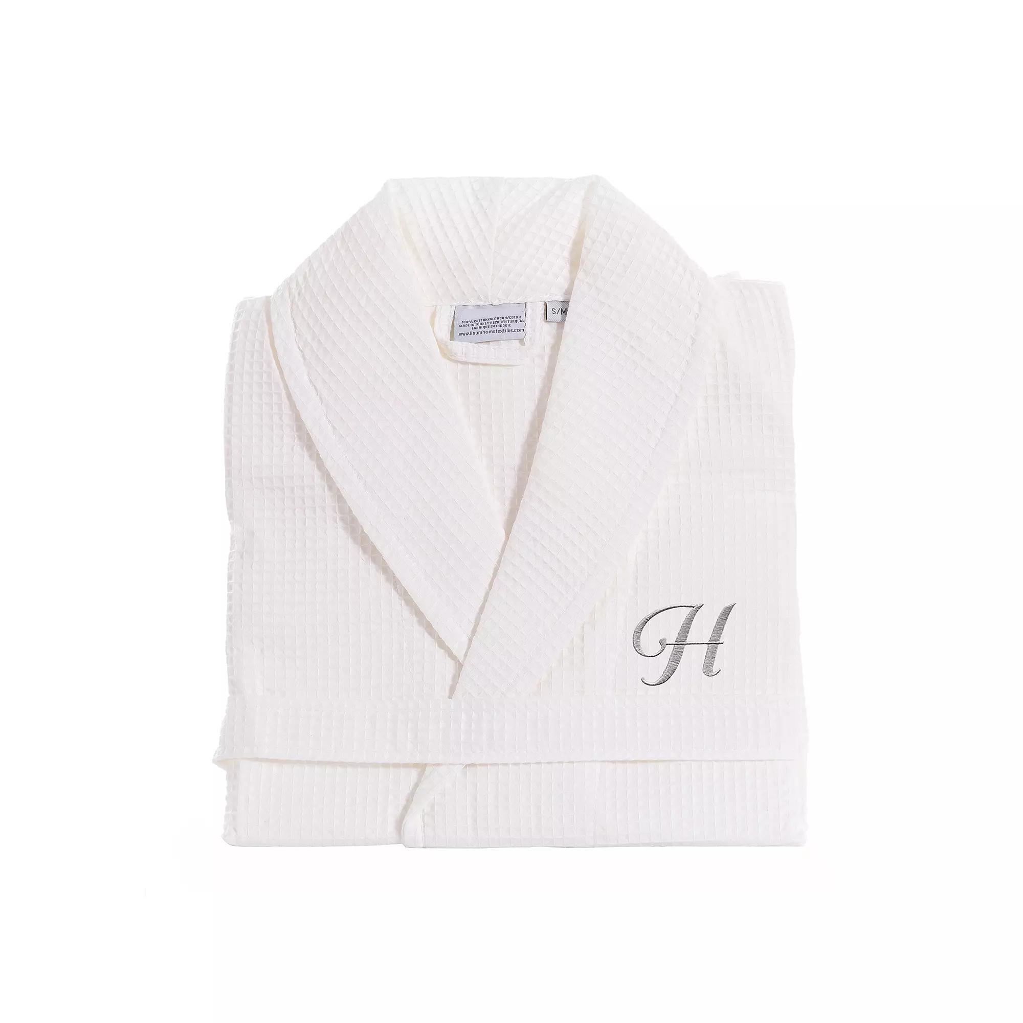 Linum Home Textiles Turkish Cotton Personalized Waffle Weave Bathrobe, Adult Unisex,  Product Image