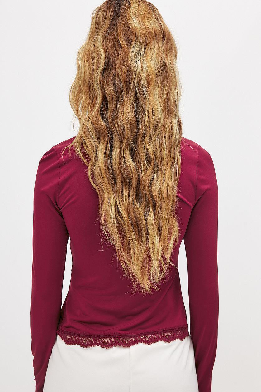 Long Sleeve Lace Tie Top Product Image