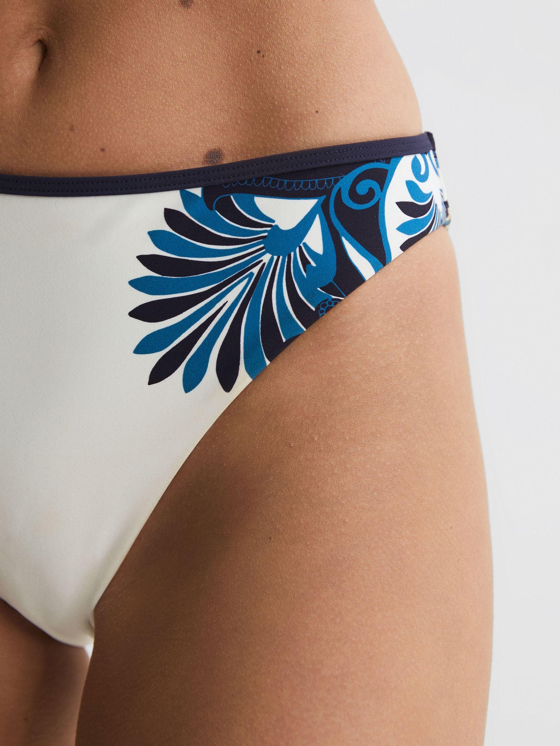 Printed Bikini Bottoms in White Print Product Image