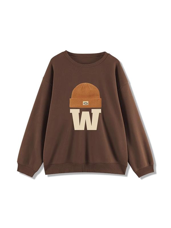Interesting Hat Print Crew Neck Sweatshirt Product Image