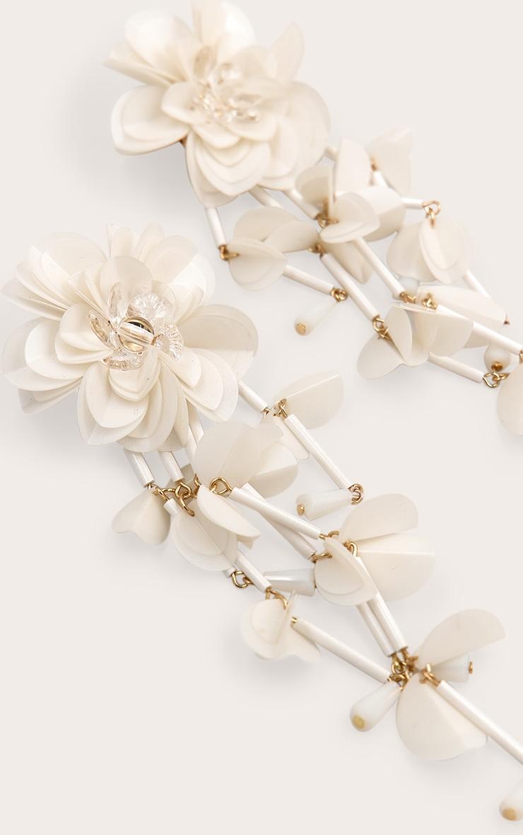 Cream Statement Floral Drape Earrings Product Image