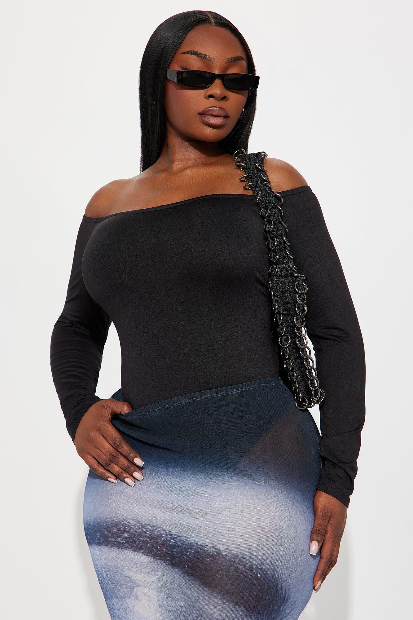 No Convincing Off Shoulder Cut Out Bodysuit - Black Female Product Image