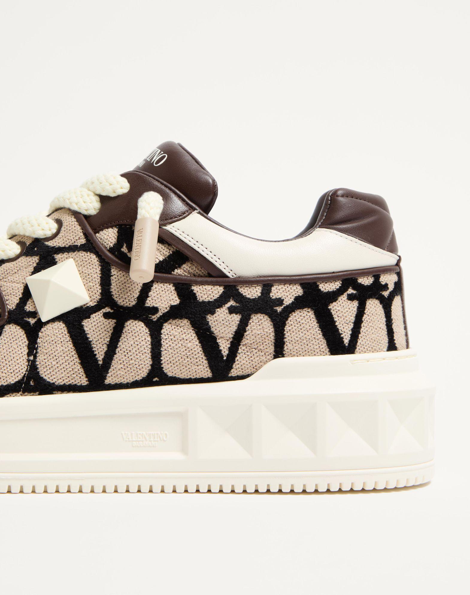 One Stud Xl Low-Top Sneaker In Nappa Leather And Toile Iconographe Fabric Product Image