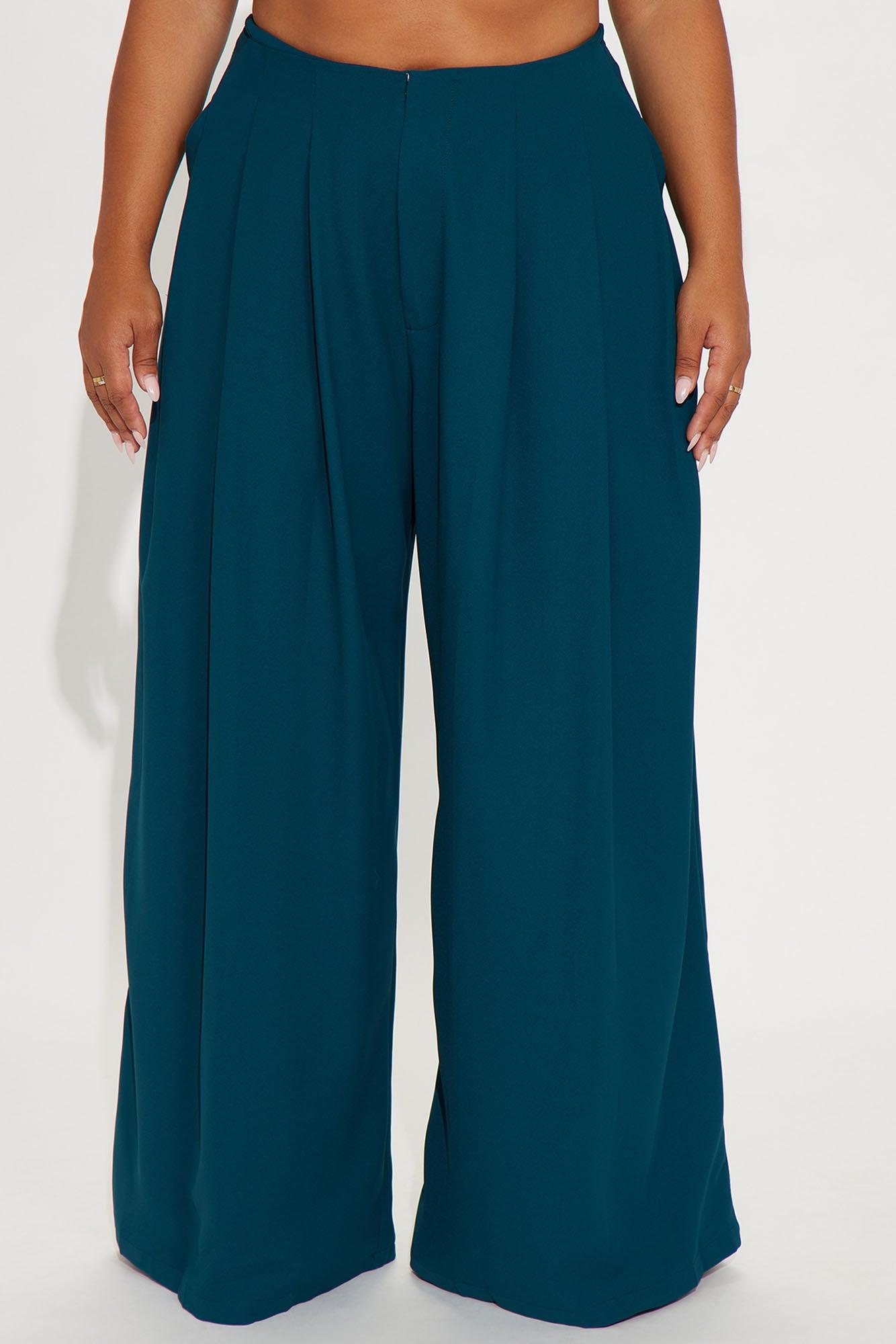 Blaire Wide Leg Trouser - Teal Female Product Image