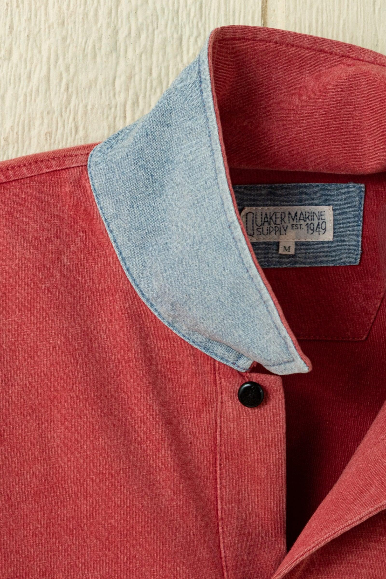 Long Sleeve Salt Washed Polo in Crimson Product Image