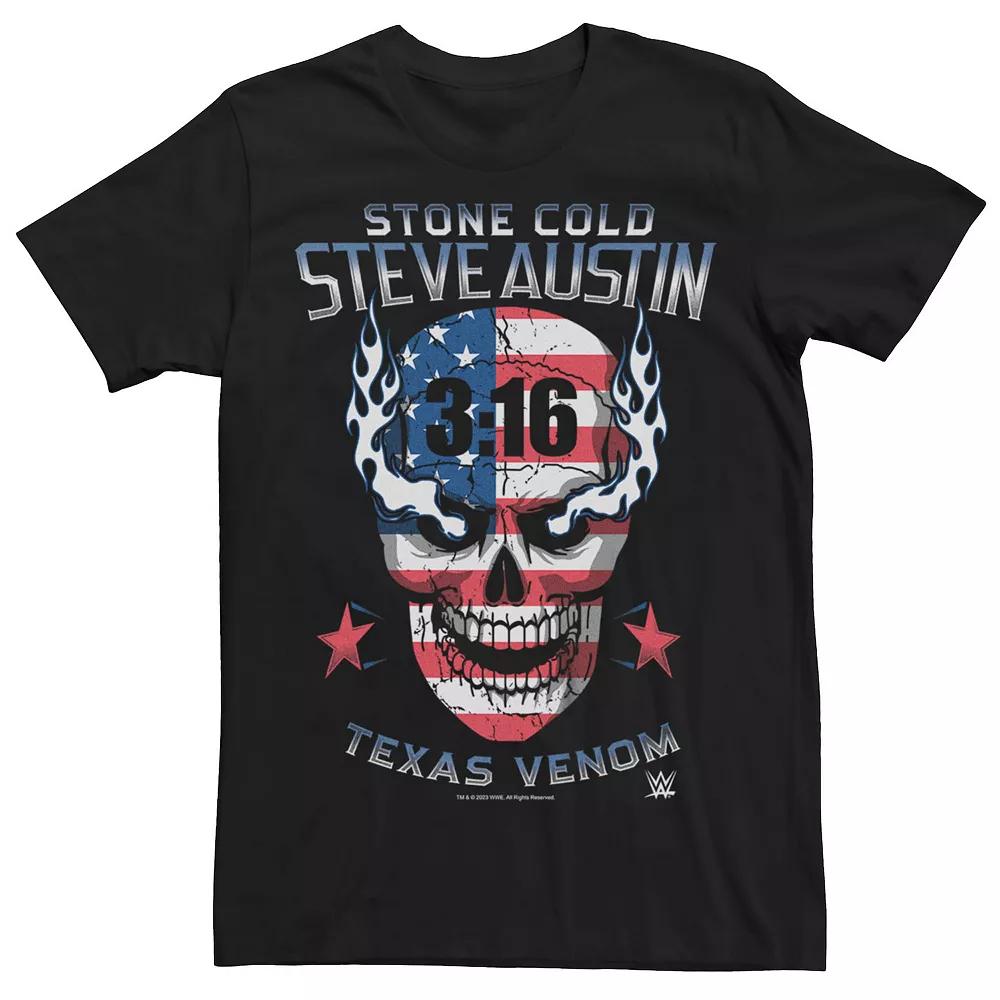 Men's WWE Steve Austin USA Flag Print Skull Graphic Tee,  Product Image