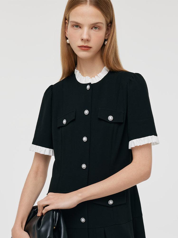 Triacetate Ruffle Women Mini Dress Product Image