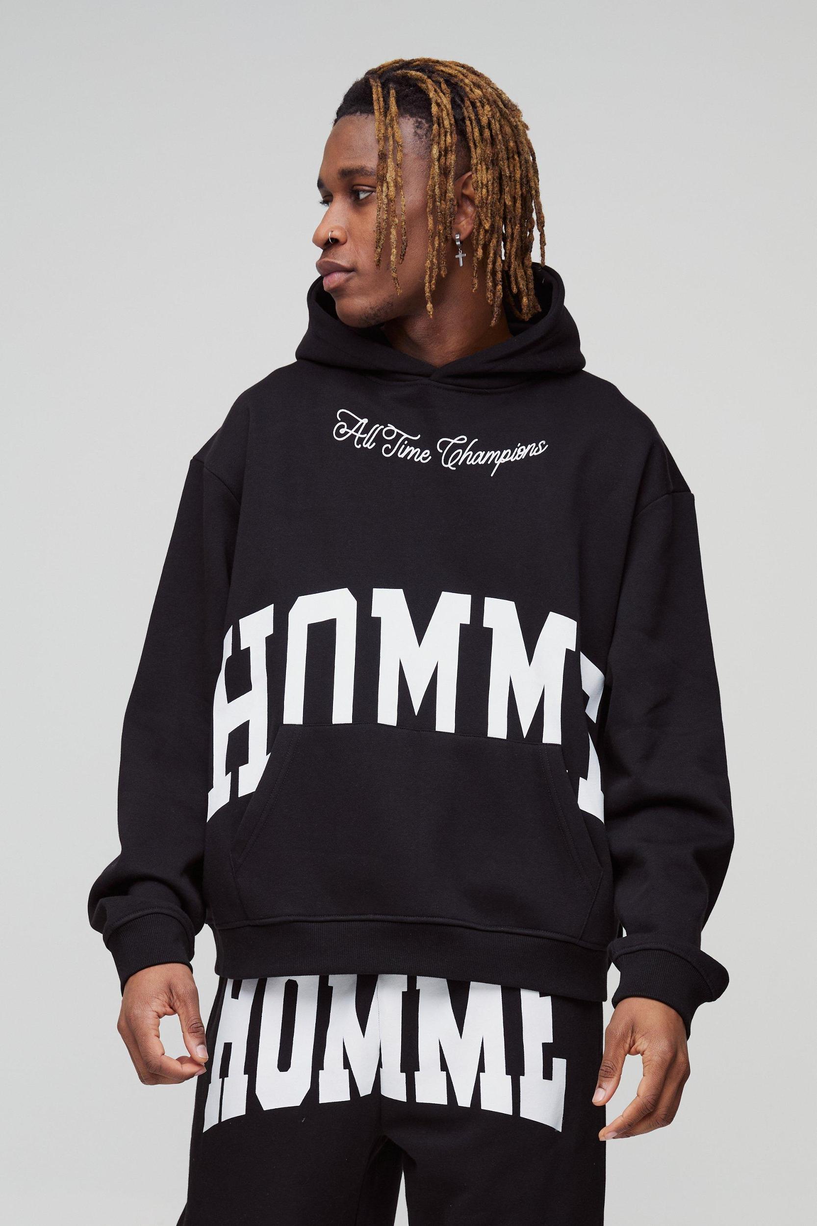 Tall Oversized Boxy Split Hem Homme Tracksuit | boohooMAN USA Product Image