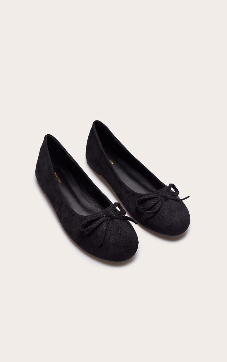 Black Wide Fit Round Toe Ballet Shoes Product Image