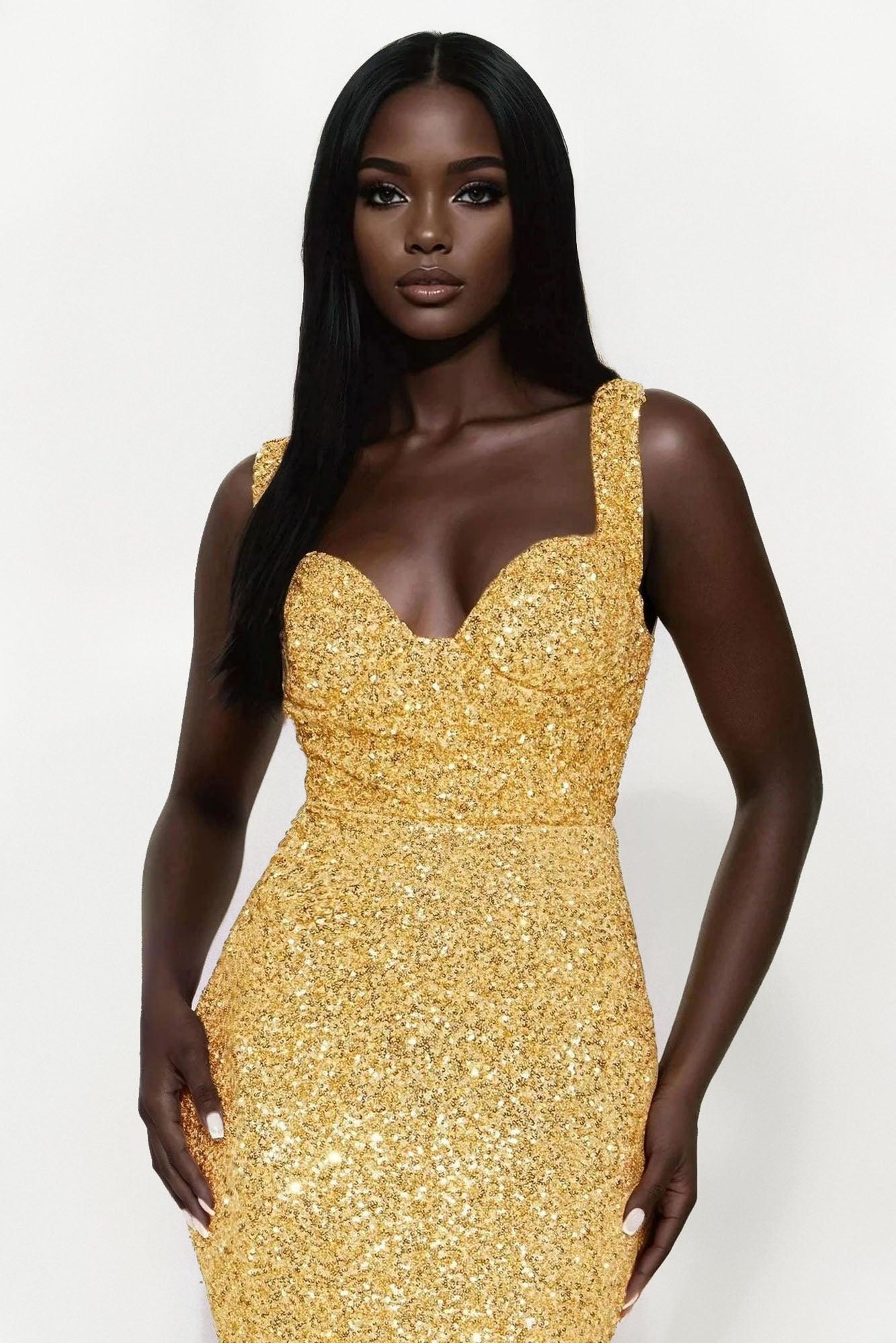 Alora Sequin Maxi Dress - Gold Female Product Image