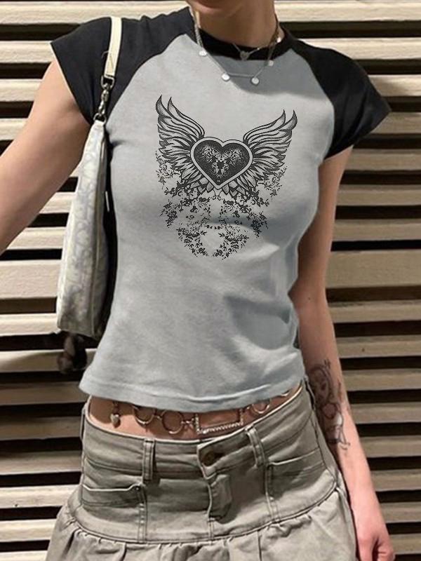 Heart Wings Print Short Sleeve Tee Product Image
