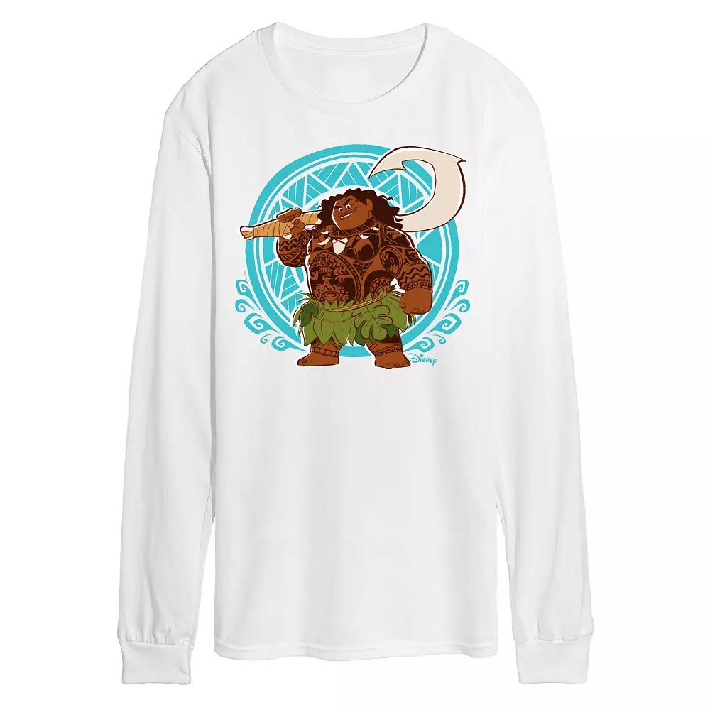 Disney's Moana Men's Maui Pattern Long Sleeve Graphic Tee,  Product Image