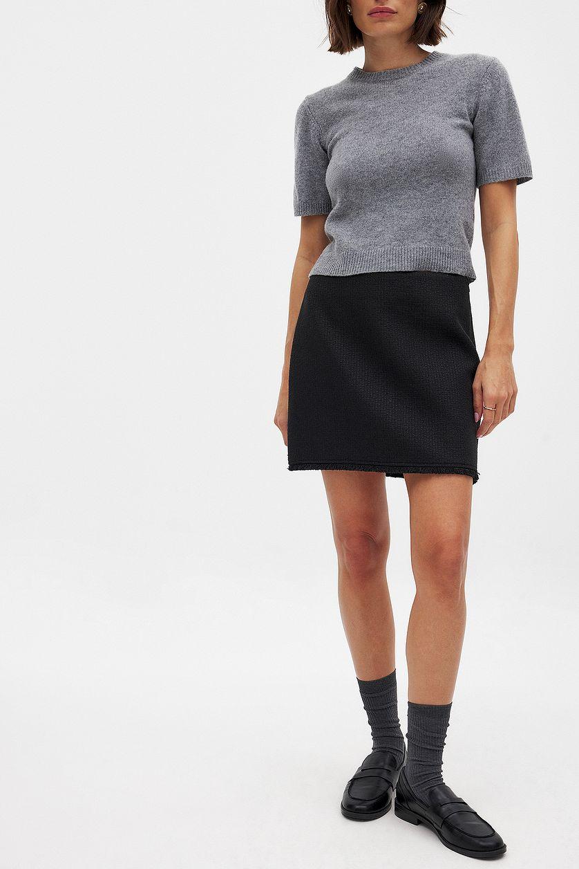 Fringed Mini Tweed Skirt Product Image
