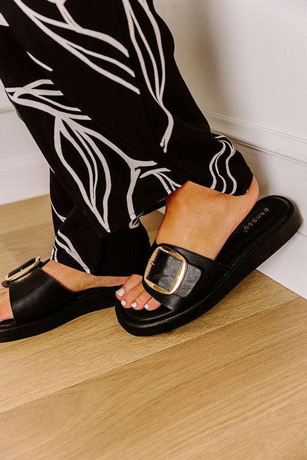 The Isabel Faux Leather Sandal in Black Product Image