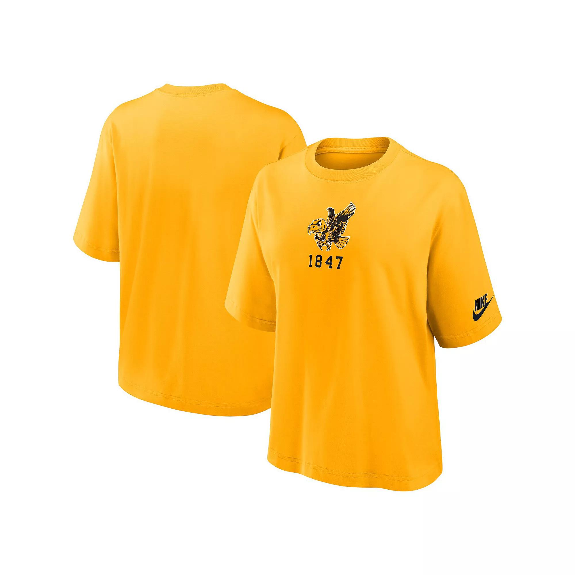 Women's Nike Gold Iowa Hawkeyes Boxy Legacy Established T-Shirt, Size: Medium Product Image