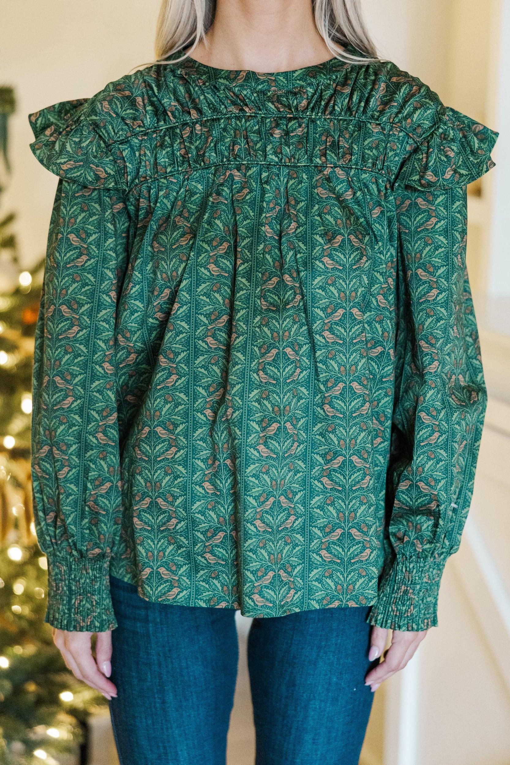 Get A Move On Olive Green Floral Blouse Female Product Image