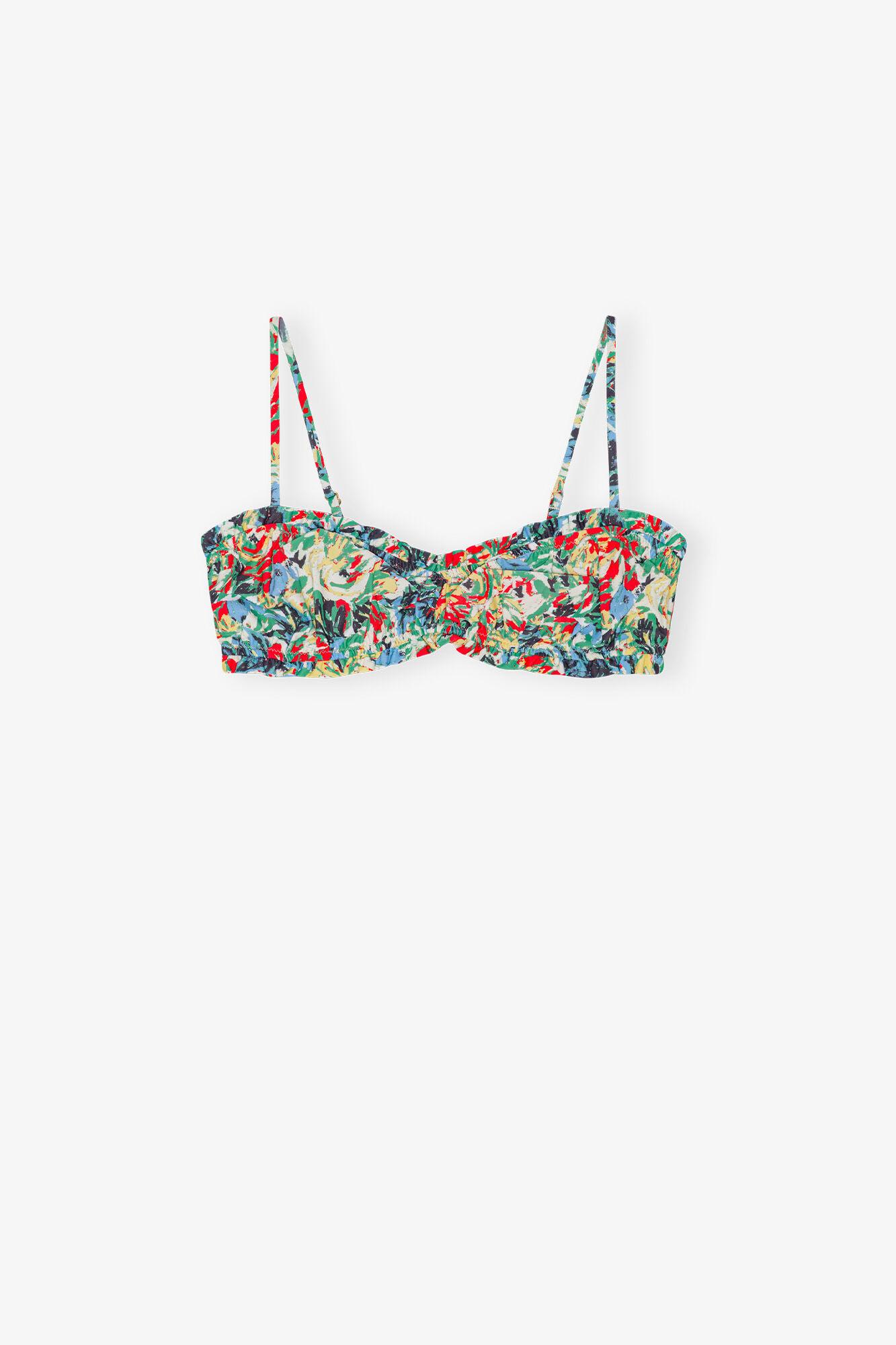 Recycled Printed Ruffle Bandeau Bikini Top Product Image