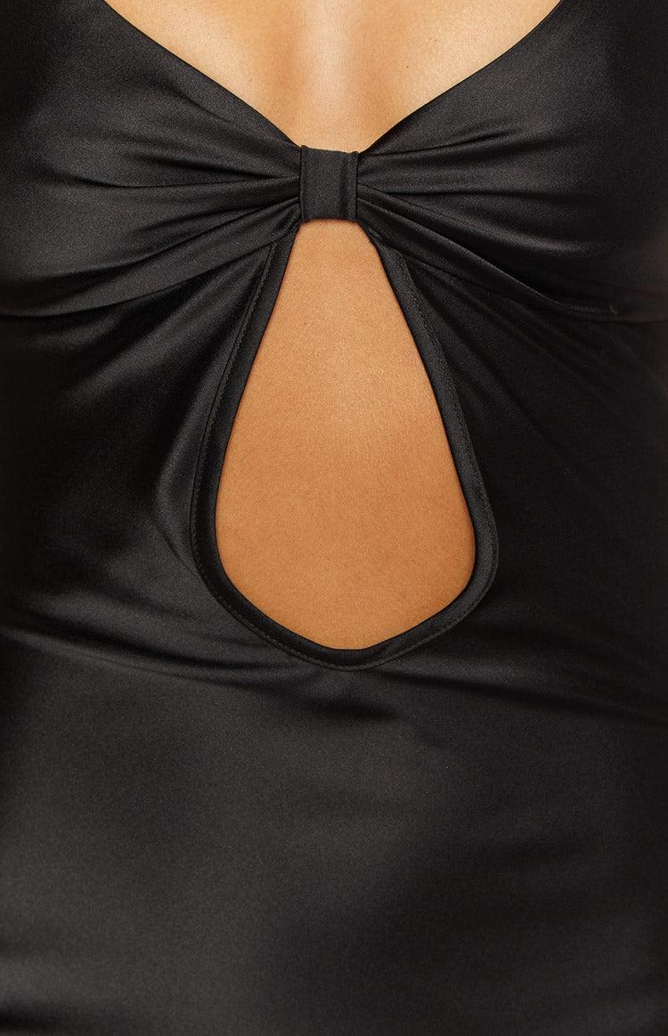Attina Black Satin Maxi Dress Product Image