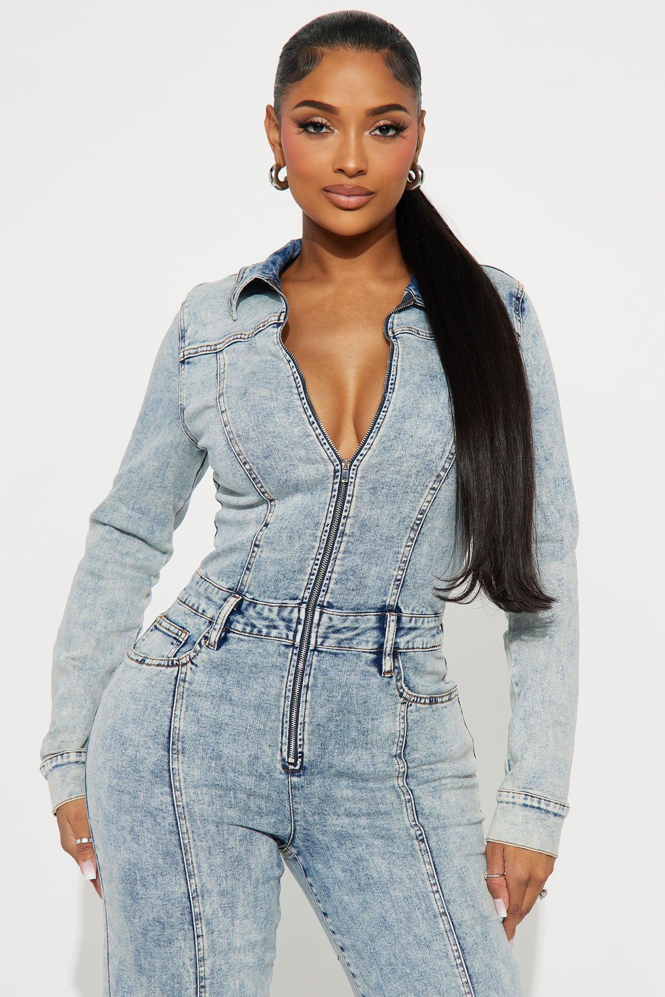 Concrete Jungle Denim Jumpsuit - Light Wash Product Image