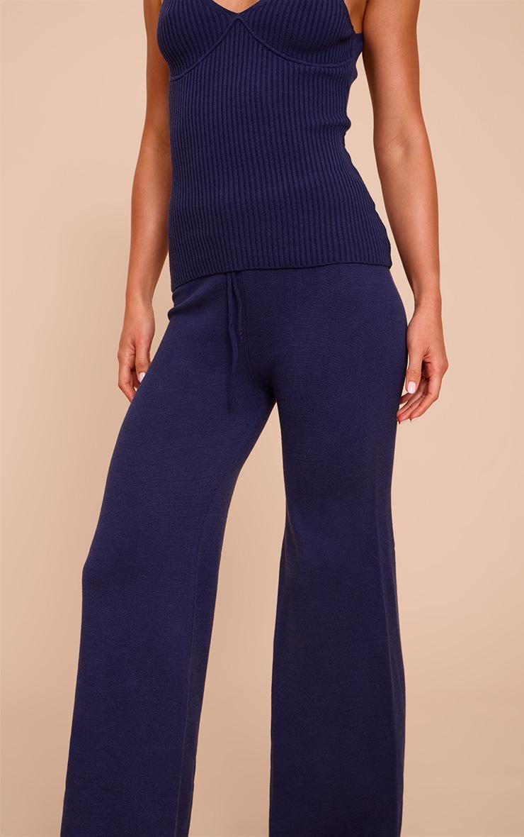 Tall Navy Knitted Straight Leg Pants Product Image