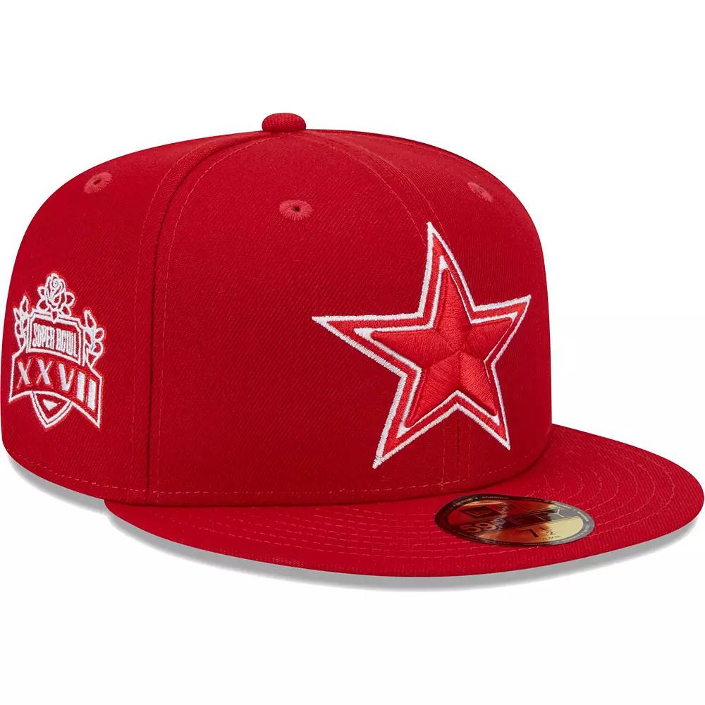 Men's New Era Scarlet Dallas Cowboys Super Bowl XXVII Main Patch 59FIFTY Fitted Hat, Size: 7, Red Product Image
