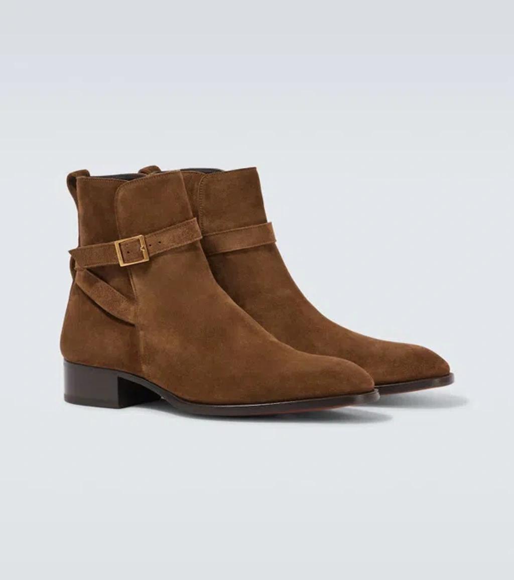 TOM FORD Hainaut Suede Chelsea Boots In Burgundy Product Image