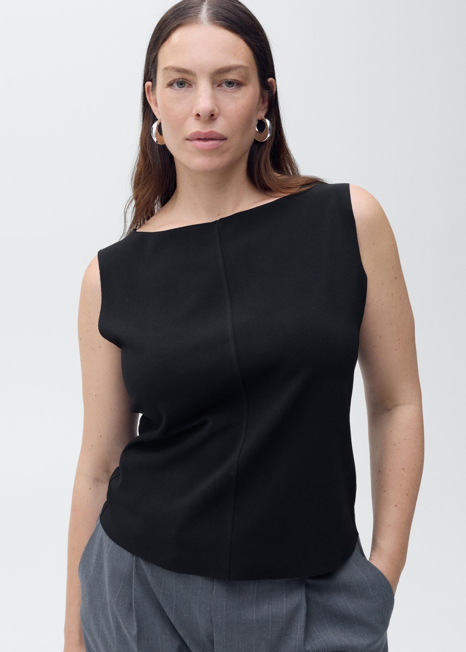 Boat-neck knitted top - Women | MANGO USA Product Image