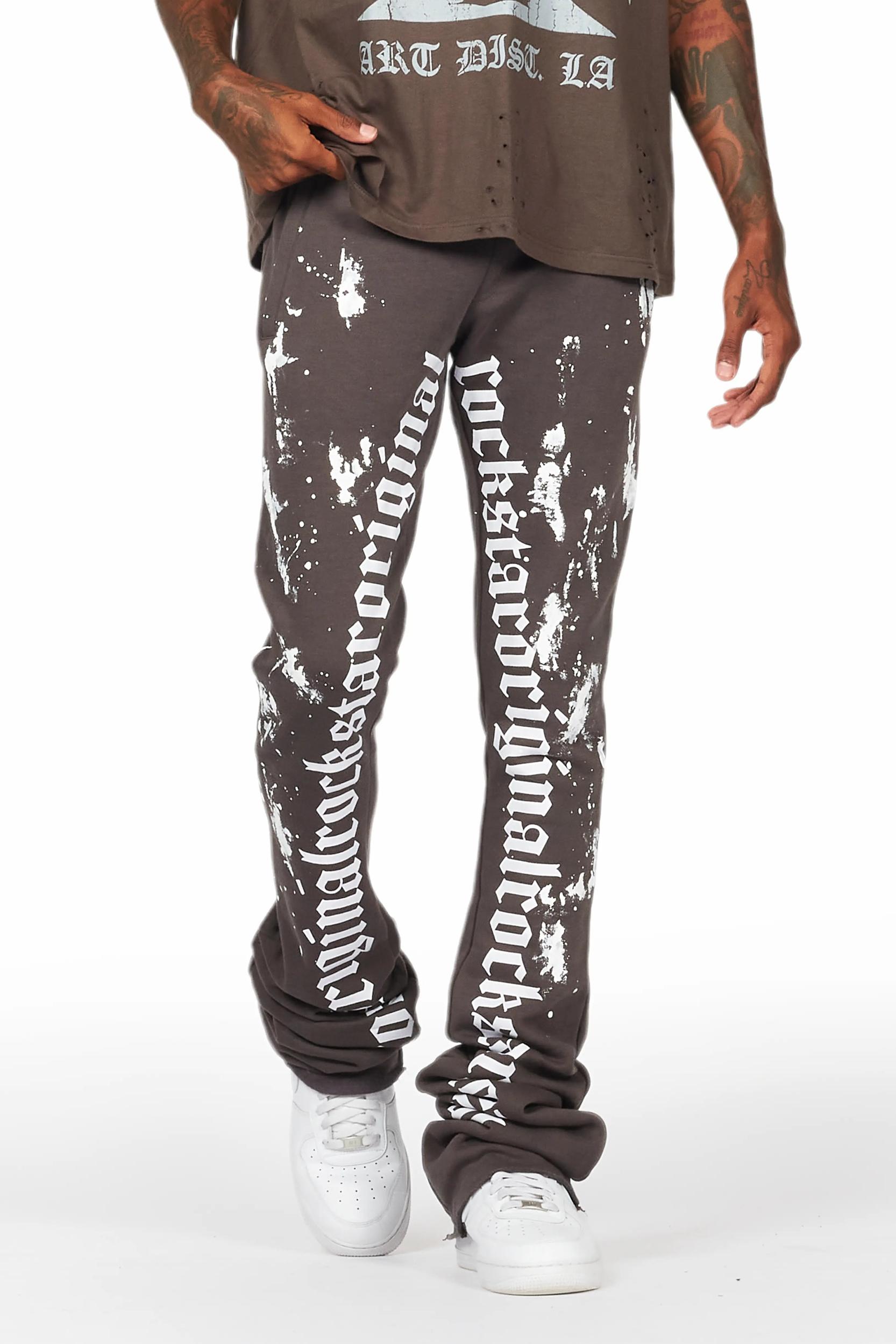 Adwin Painter Vintage Grey Super Stacked Flare Pants Male Product Image