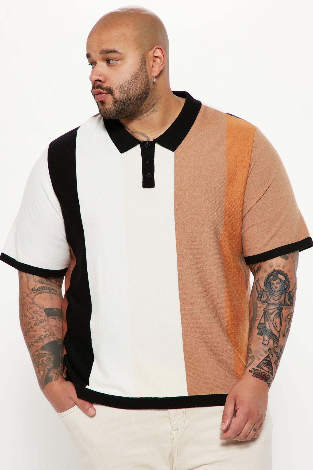 Levels Striped Short Sleeve Knit Polo - Brown/combo Product Image