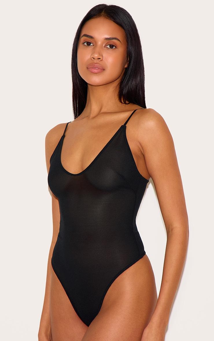 Black Power Mesh Shapewear Bodysuit Product Image