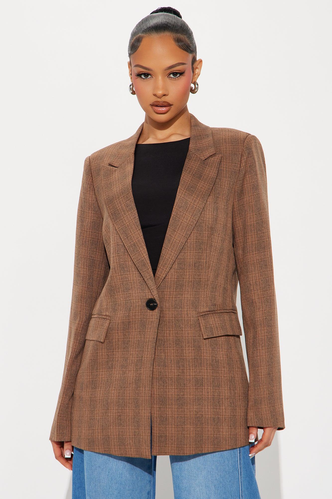 Kimberly Plaid Blazer - Brown/combo Product Image