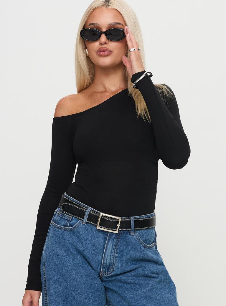 Miyako Long Sleeve Bodysuit Black Product Image