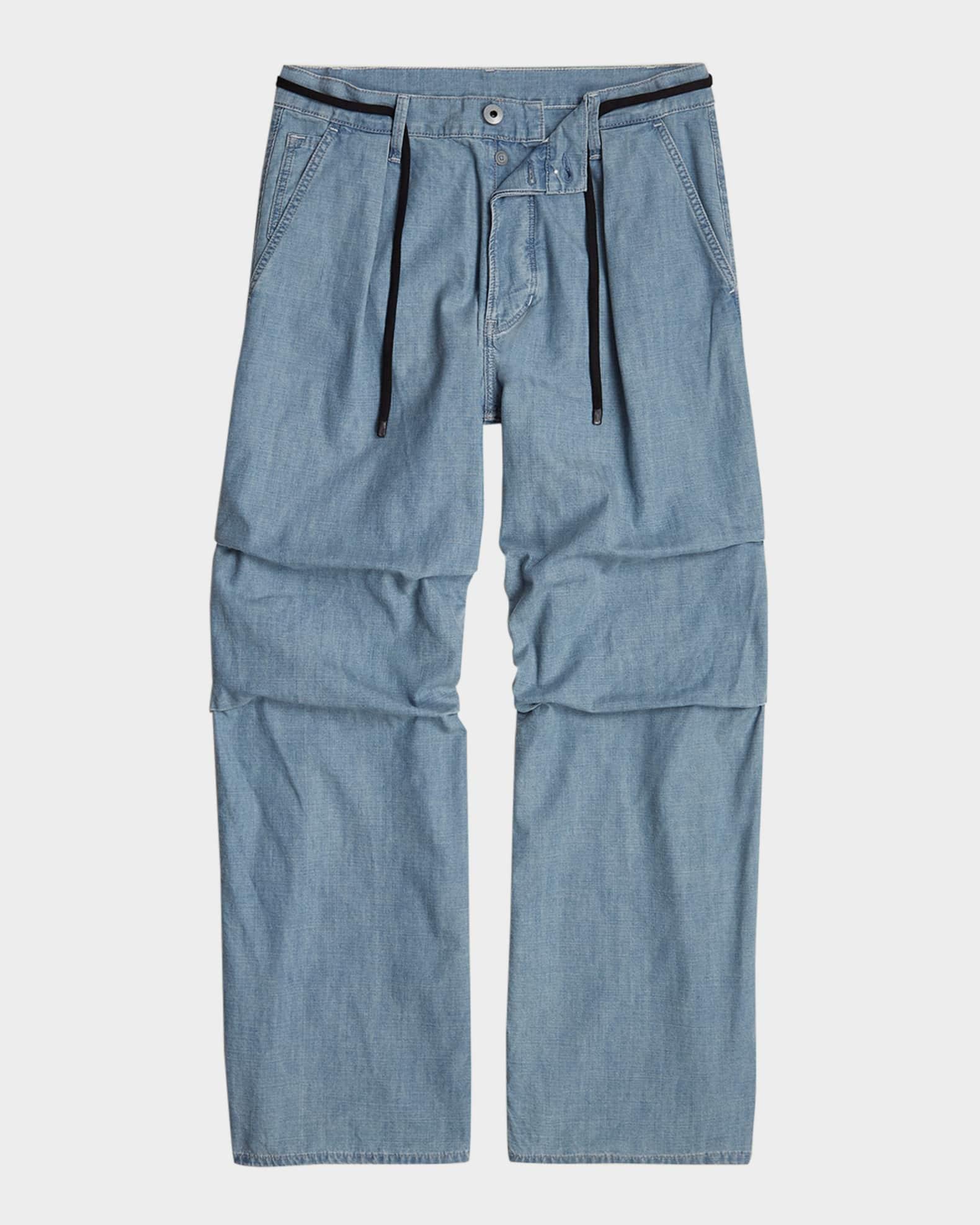 Men's Pleated 3D Denim Pants Product Image