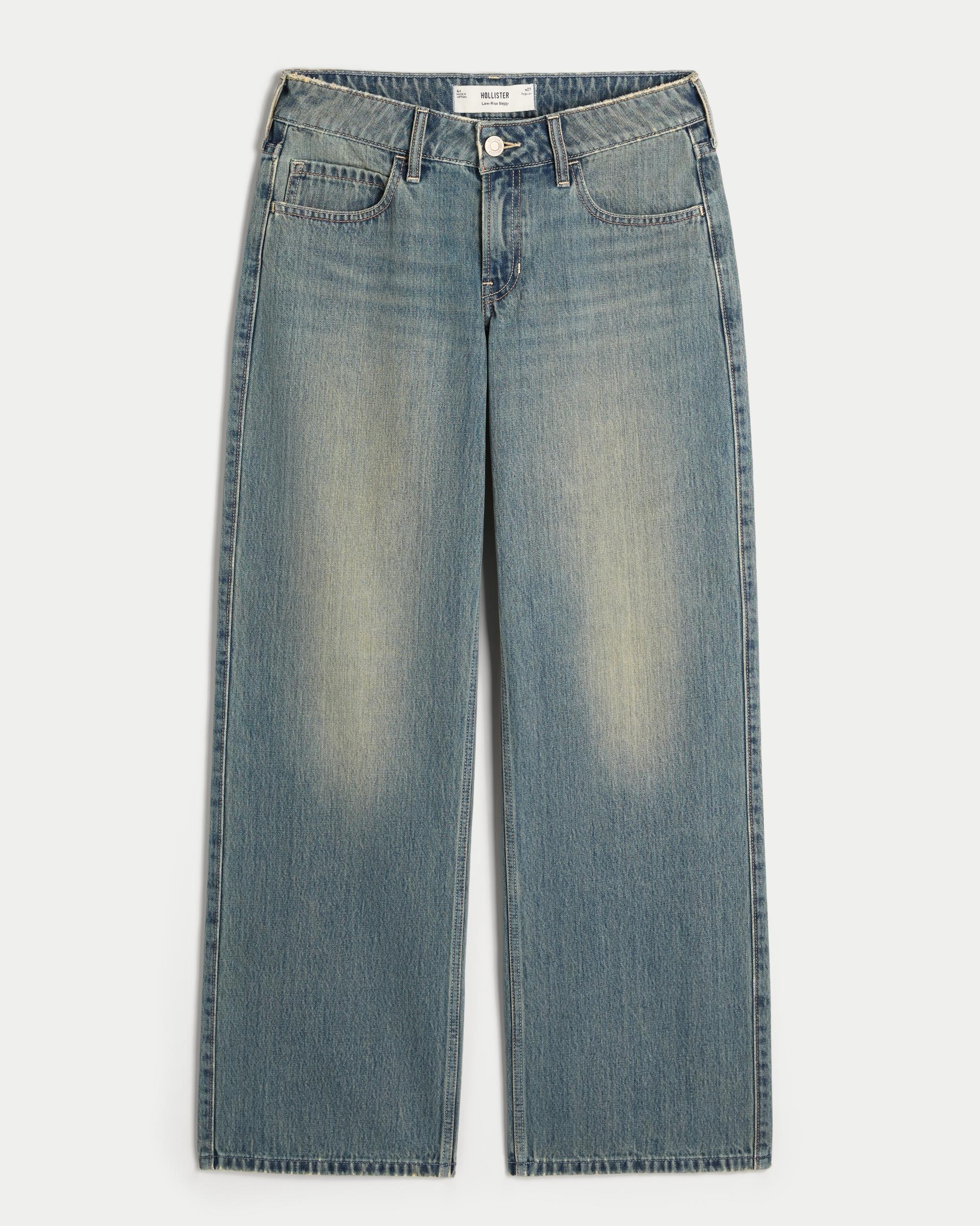 Low-Rise Medium Wash Baggy Jeans Product Image