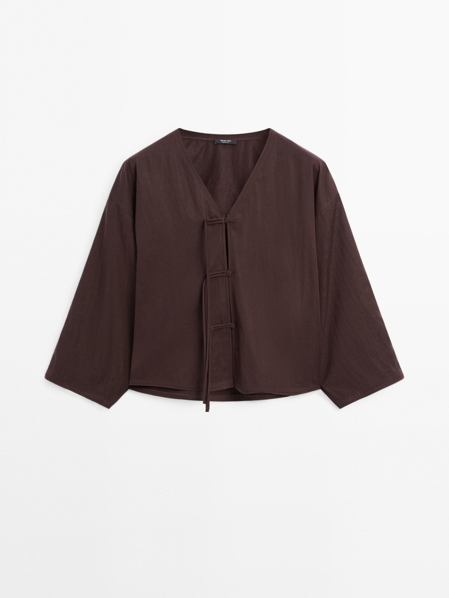 Cropped shirt with drawstring detail Product Image