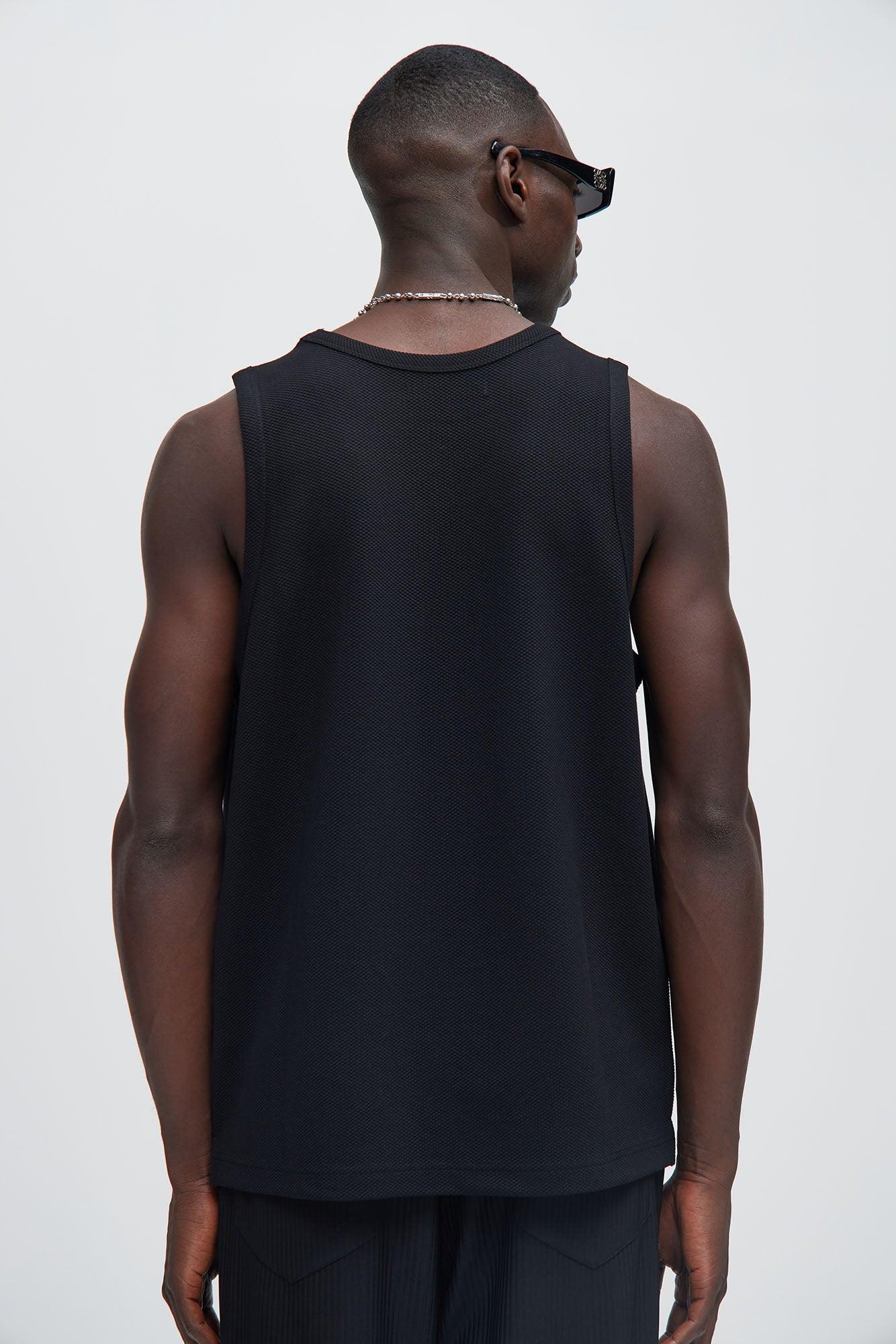 Kamryn Textured Tank Top - Black Product Image