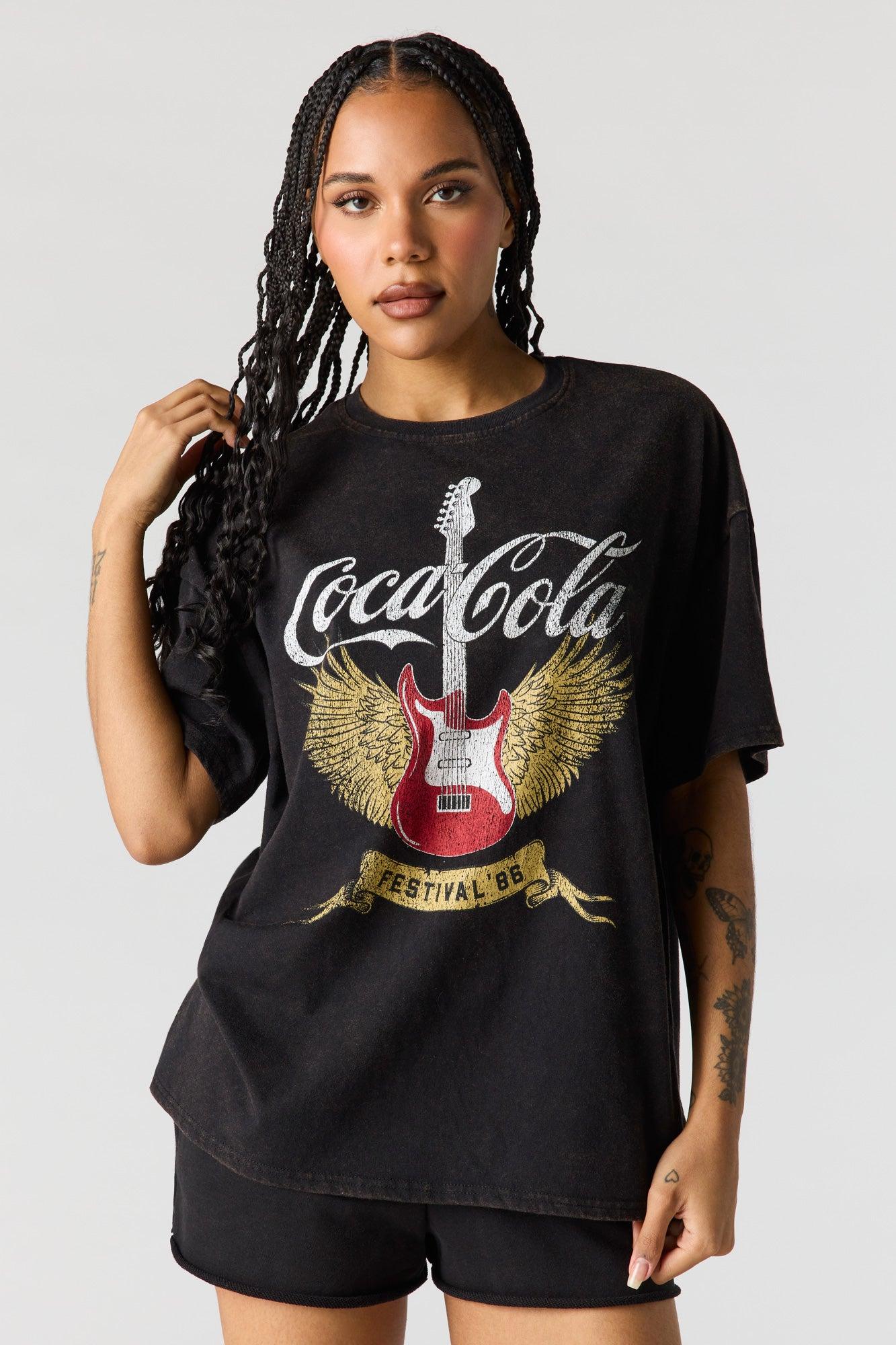 Oversized Coca-Cola Graphic Washed T-Shirt Female Product Image