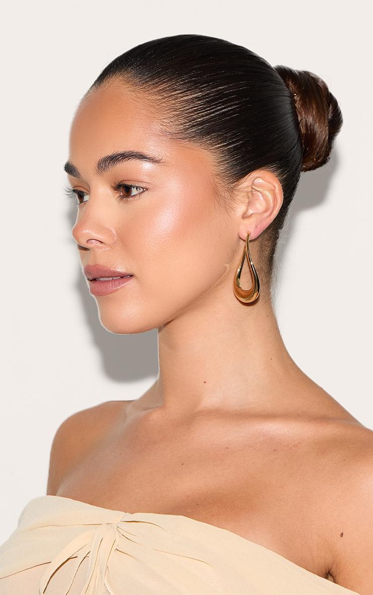 Gold Oversized Slim Hoop Earrings Product Image