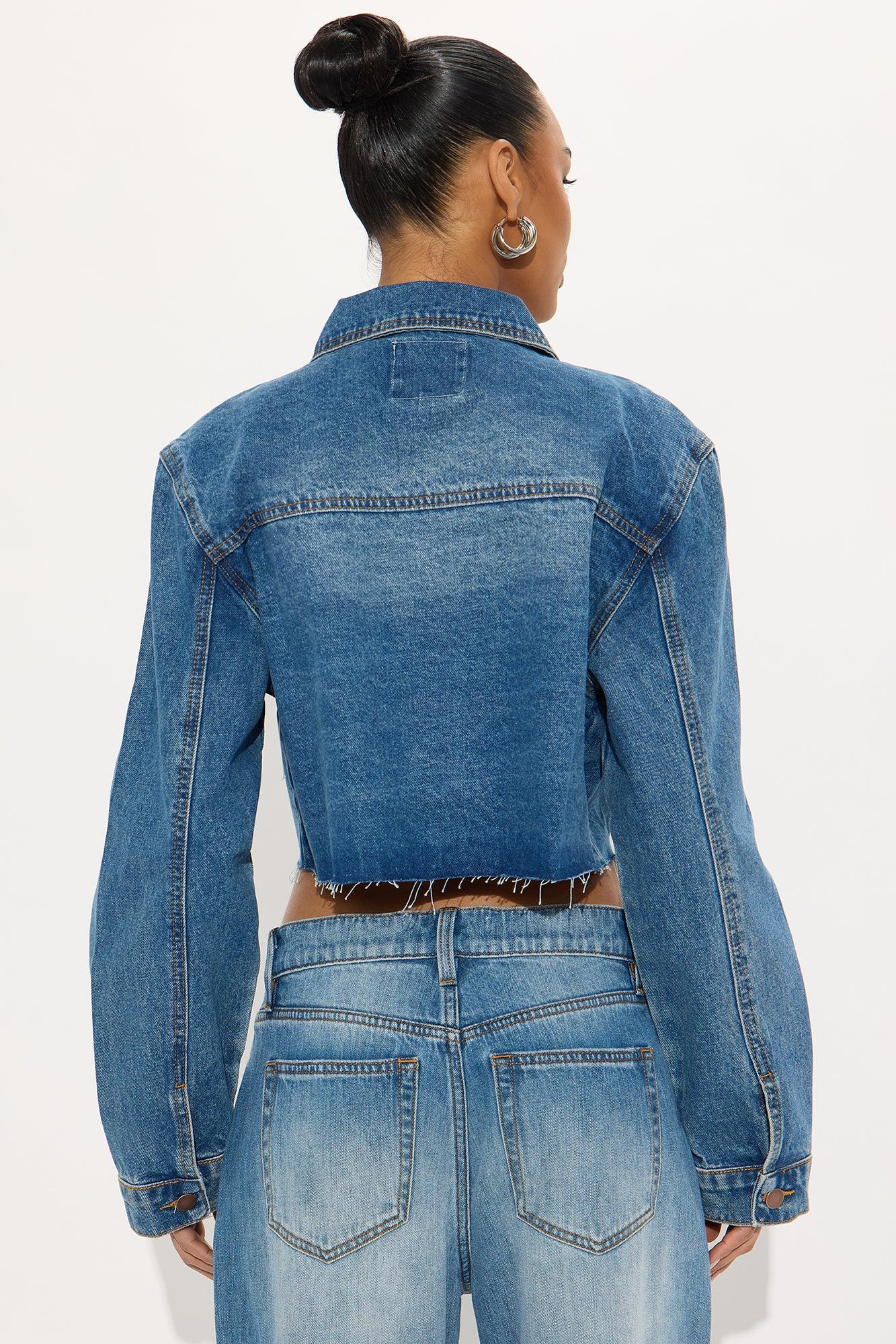 Lauryn Cropped Denim Jacket - Medium Wash Product Image