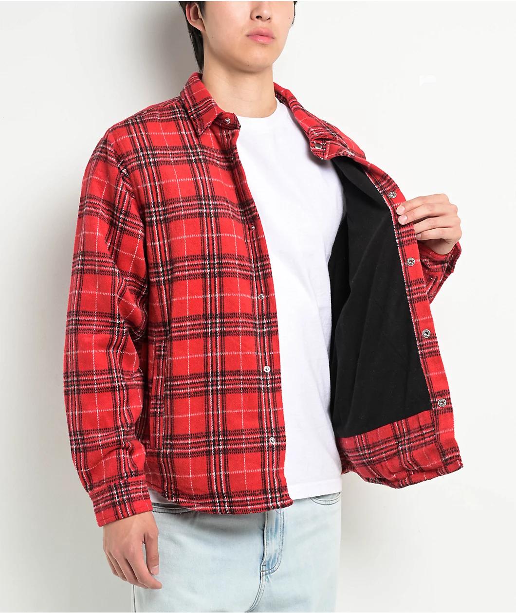 Pro Club Heavyweight Red Plaid Flannel Work Jacket Product Image
