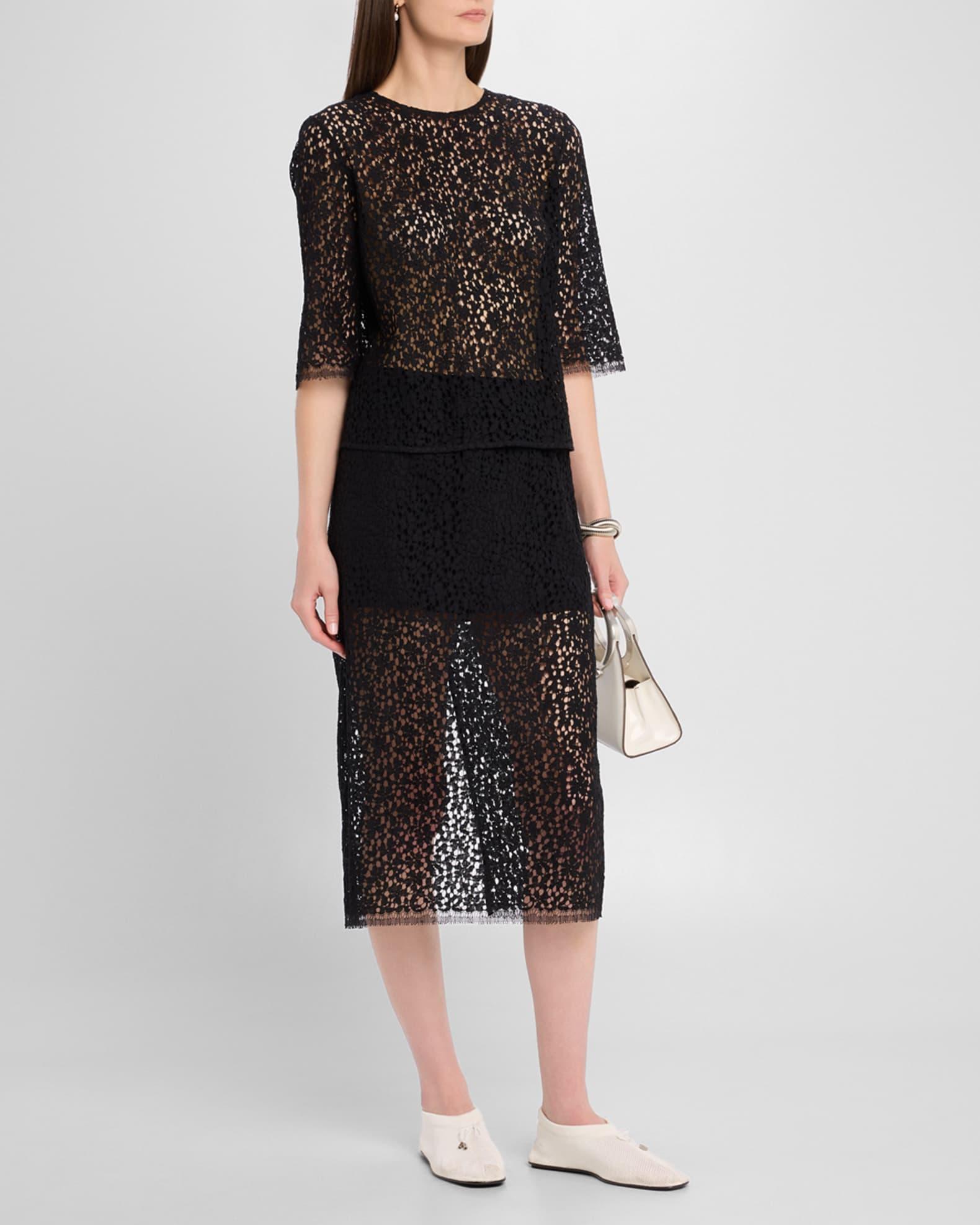 Lace Ruched Midi Skirt Product Image