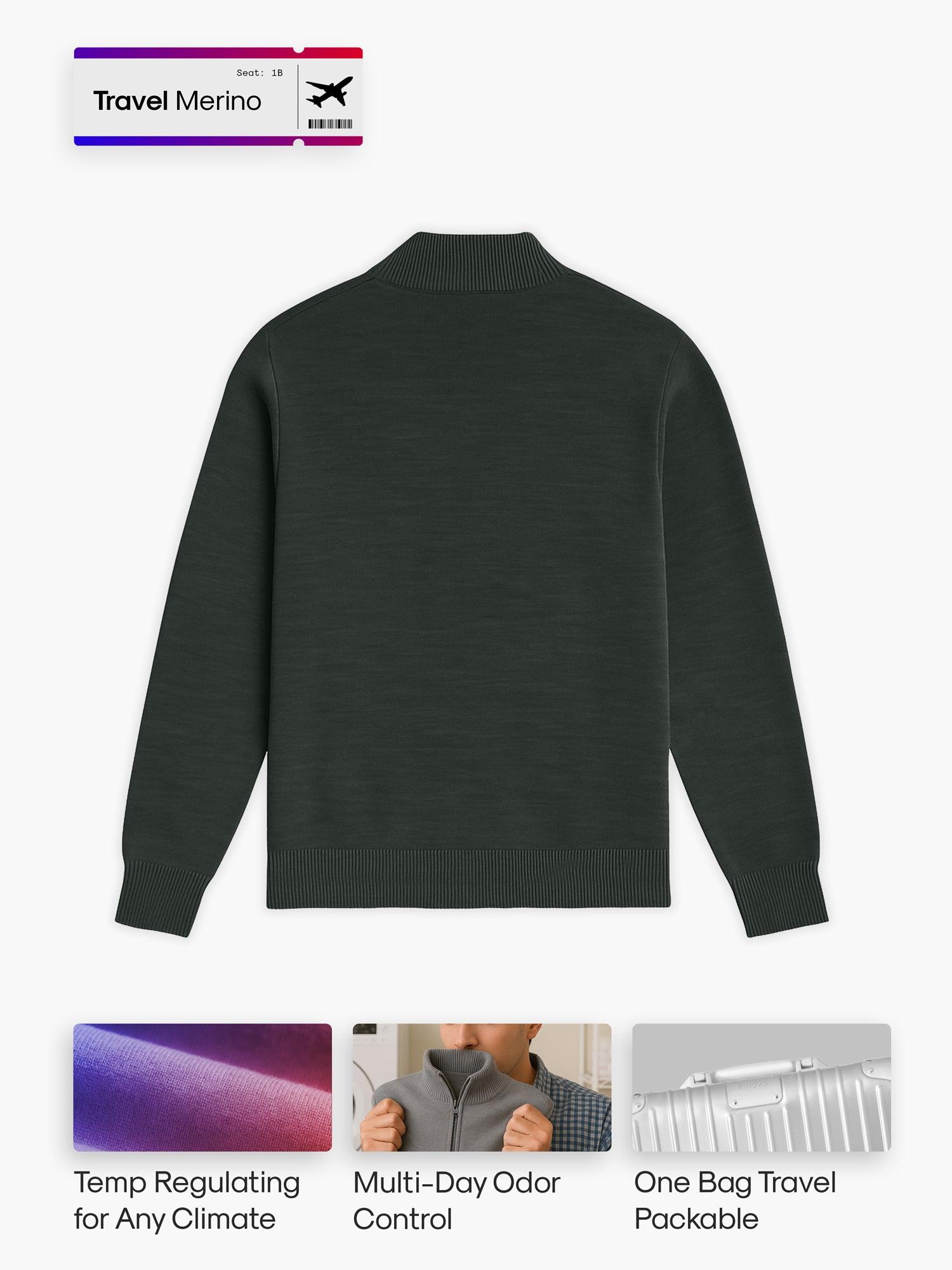 Men's Travel Merino 1/4 Zip - Merlot Product Image