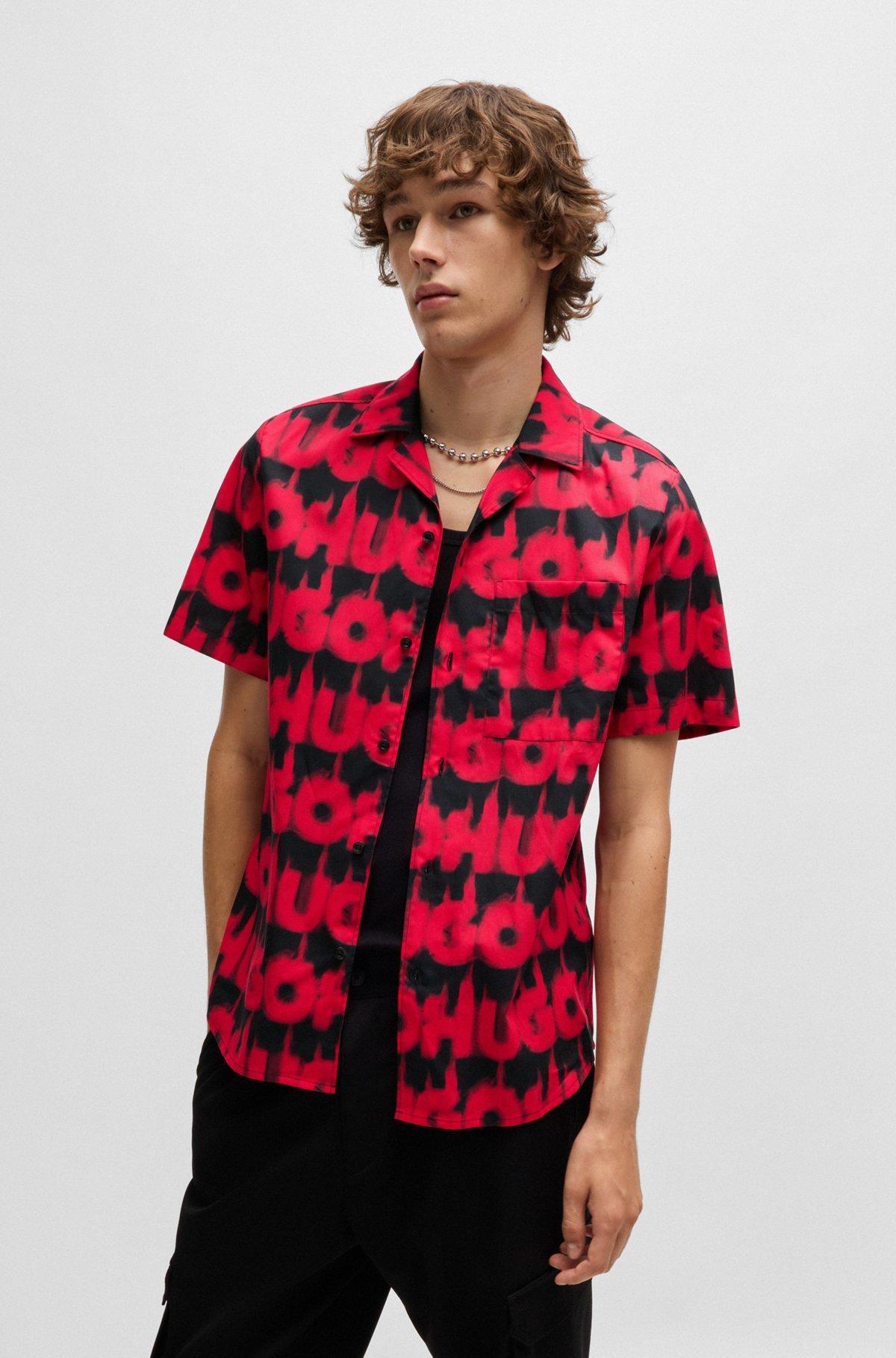 Relaxed-fit shirt in cotton with smoke-logo print Product Image