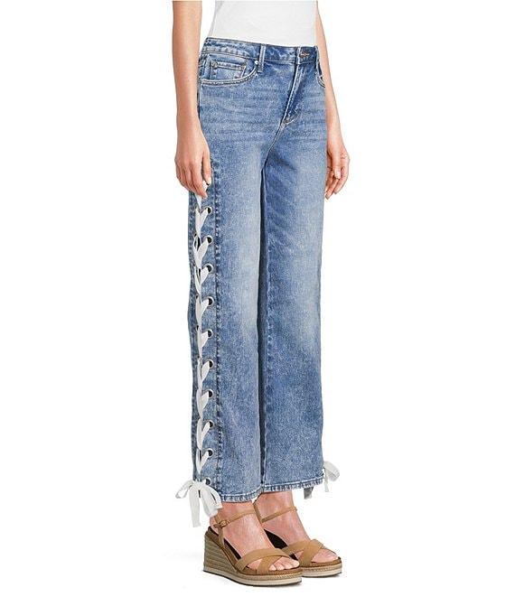 Driftwood Stretch Denim High Rise Lace Jeans Product Image
