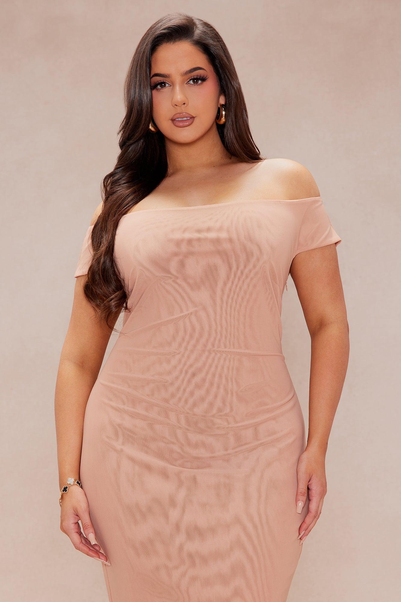 Main Event Mesh Midi Dress - Nude Product Image