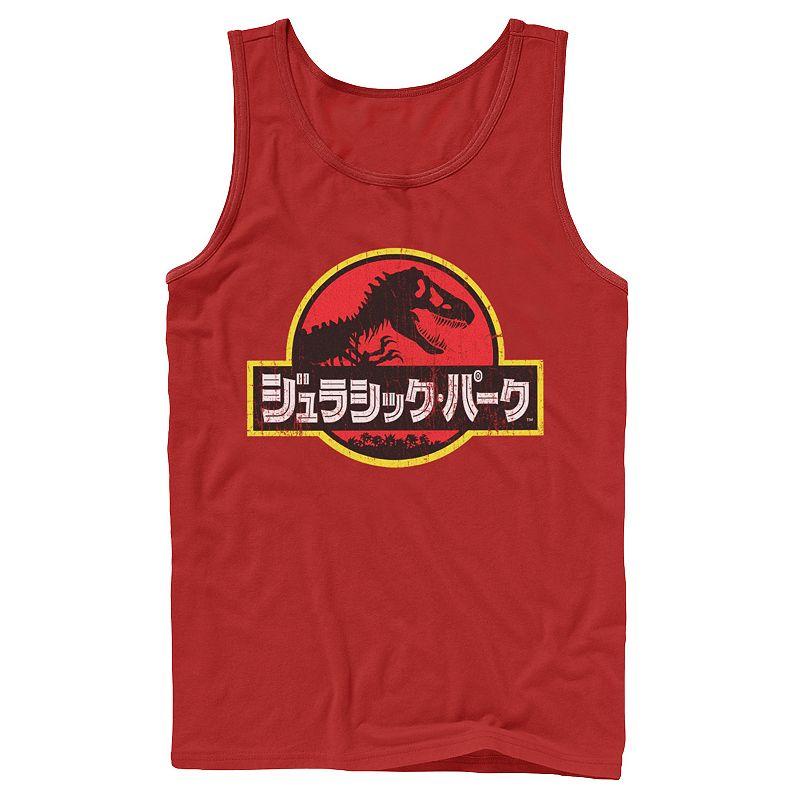 Men's Jurassic Park Japanese Red Logo Tank Top,  Product Image