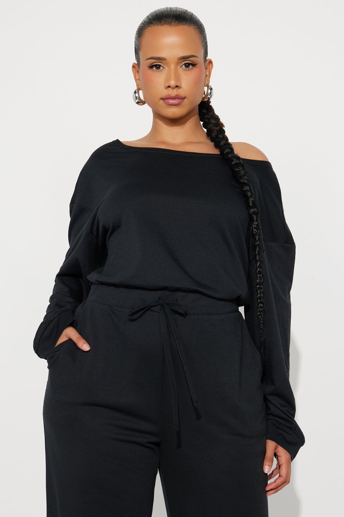 Just Warming Up French Terry Jumpsuit - Black Female Product Image