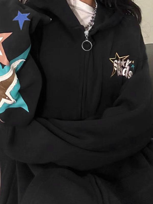 Vintage Star Print Oversized Hoodies Product Image